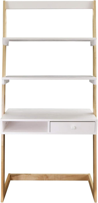 American Trails Freestanding Ladder Desk With Drawer, Natural Maple/White - LeafyLoom