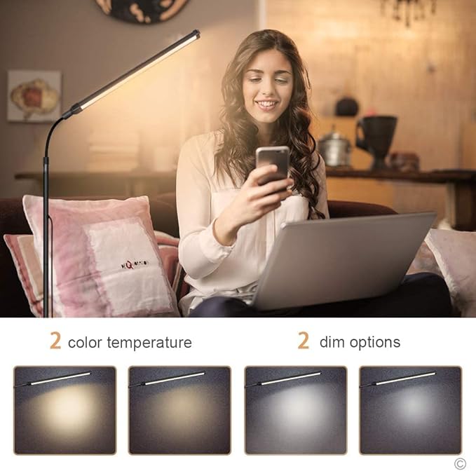 Bright LED Floor Lamp Adjustable Gooseneck Standing Eyelash Light for Eyelash Extensions Facial Spa Salon Makeup Task Reading lamp - LeafyLoom