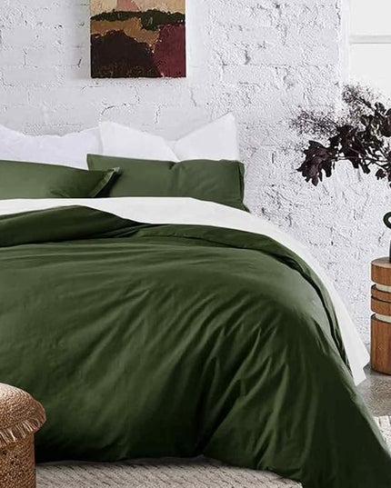 ETDIFFE Green King Size Comforter Set, 3 Piece Dark Olive Aesthetic Modern Bedding Set - All Season Soft & Lightweight Microfiber Down Alternative Comforter Bed Set with 2 Pillow Shams for Women Men - LeafyLoom