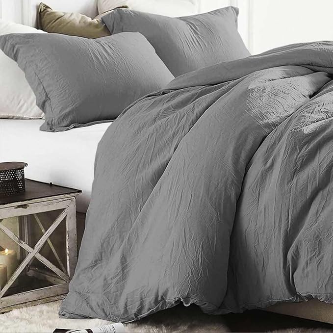 ETDIFFE Grey California King Comforter Set - 3 Piece Modern Gray Bedding Set with 2 Pillow Shams - LeafyLoom