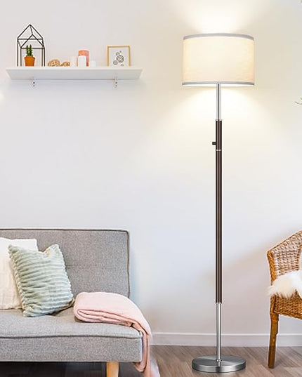 【Upgraded】 Dimmable Floor Lamp for Living Room, 1100 Lumens LED Edison Bulb Included, Simple Standing Lamp with Linen Lamp Shade, Modern Tall Lamp for Living Room Bedroom Office Dining Room Dorm - LeafyLoom