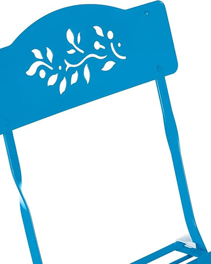 Alpine Corporation Indoor/Outdoor 3-Piece Bistro Set Folding Table and Chairs Patio Seating, Blue - LeafyLoom