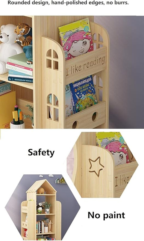 Heehee Rotating Bookshelf 360 Display Floor Standing Bookcase Storage Rack for Kids Children's bookshelf, Book Display Stand, Wood Book Shelf Organizer for Kids, Storage Book Display Case Bookrack - LeafyLoom