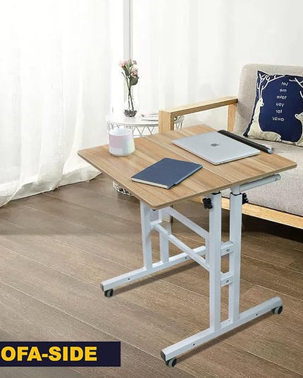 AIZ Mobile Computer Desk with Rolling Wheels for Home Office Workstation, Portable Laptop Tall Table for Standing or Sitting, Adults or Children,Oak, OneSize - LeafyLoom