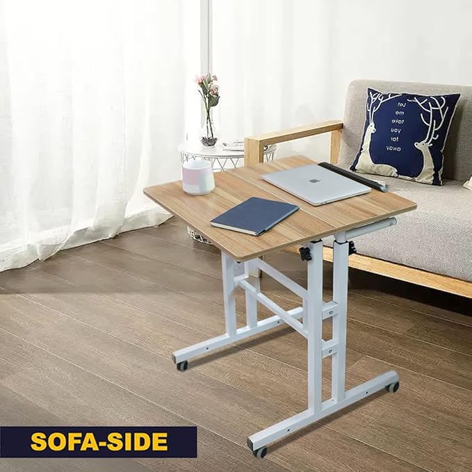 AIZ Mobile Computer Desk with Rolling Wheels for Home Office Workstation, Portable Laptop Tall Table for Standing or Sitting, Adults or Children,Oak, OneSize - LeafyLoom