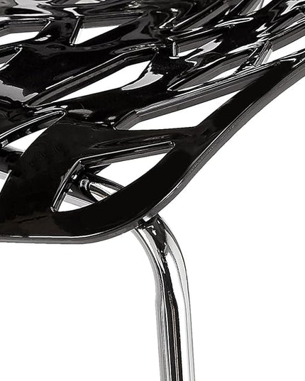 CangLong Modern Mid Century Plastic Shell Hollow Matal Legs Dining Chairs, set of 4, Black - LeafyLoom