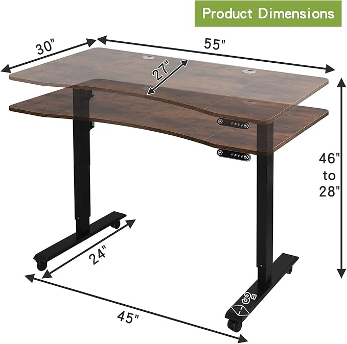 Radlove Electric Standing Desk, Height Adjustable Computer Desk Sit Stand Desk Home Office Desks with Splice Board and A Under Desk - LeafyLoom