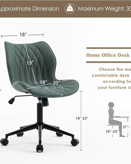 YOUNUOKE Office Desk Chair, Comfy Home Office Chairs, Small Comfortable Desk Chairs with Wheels, Armless PU Leather Chairs for Computer Conference, Slate - LeafyLoom