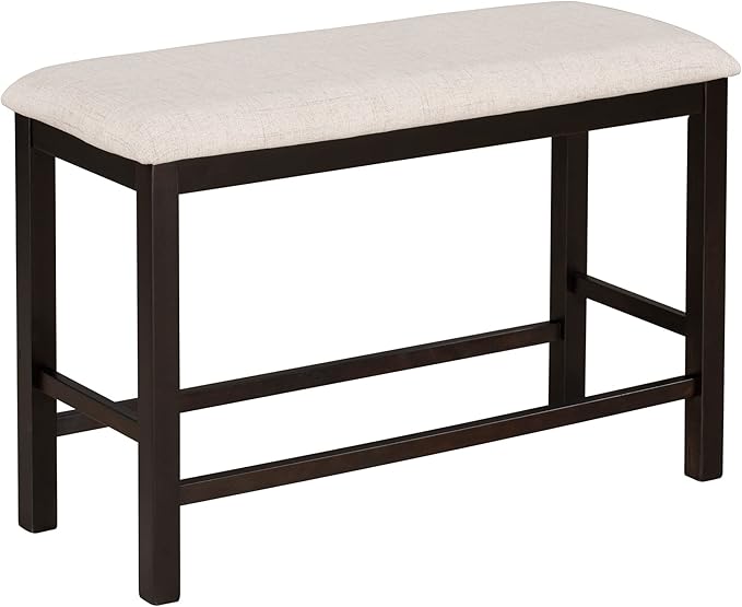 Kitchen 6-Piece Counter Height Set Table with Shelf 4 Chairs and Bench for Dining Room, Espresso - LeafyLoom