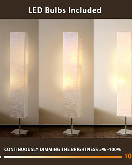 Modern Floor Lamp, Dimmable 3 Levels Brightness Paper Tall Lamp Standing Lamps with Lampshade, 55'' Minimalist Floor Lamps for Office, Kids Room, Reading, Home Decor (Off White) - LeafyLoom