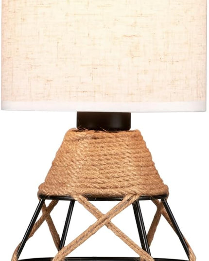 Hamilyeah Boho Table Lamps, Woven Table Lamp for Nightstand with On/Off Switch, Farmhouse Beside Lamp for Bedroom, Industrial Table Lamp for Living Room - LeafyLoom