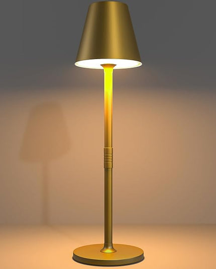 LED CordlessTable Lamp,4000mAh Rechargeable Battery Desk lamp,3 Level Brightness Portable Night Light, Minimalist Design, for Couple Dinner/Coffee Table/Restaurant/Bedroom(Bronze) - LeafyLoom