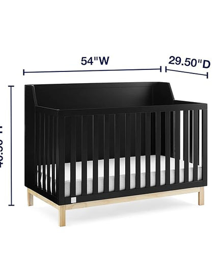 babyGap by Delta Children Oxford 6-in-1 Convertible Crib TrueSleep 2-Stage Deluxe Crib and Toddler Mattress (Bundle), Ebony/Natural - LeafyLoom