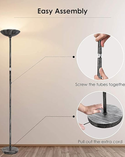 BoostArea Floor Lamp, Pole Standing Lamp, 20W 2000LM LED Torchiere Floor Lamp, Stepless Dimmable, Touch Control, 3000K Daylight, 50000hrs Lifespan,70.5 in Floor Lamps for Living Room,Bedroom,Office - LeafyLoom