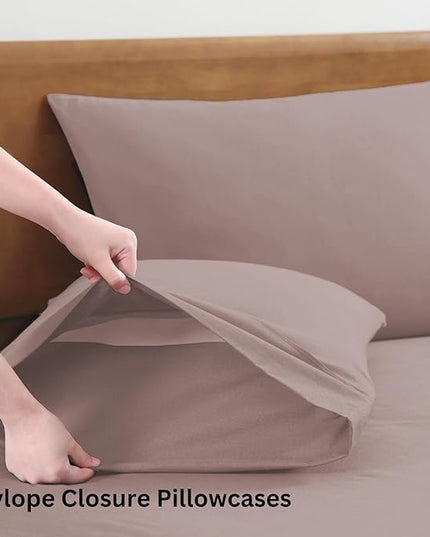 LANE LINEN king Size Bed Sheets - 4 Piece 100% Organic Cotton KingSsheets, Soft Percale Sheets, Breathable King Bedding Set, Hotel Luxury Bed Sheets Set, 15" King Sheets Deep Pocket - Lilac - LeafyLoom