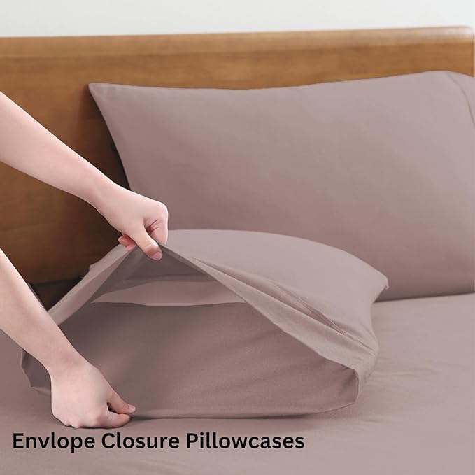 LANE LINEN RV Queen Size Sheets Set, 100% Organic Cotton Sheet Set, 4 Pc Short Queen Sheets, Percale Weave, Breathable Cooling Sheets, RV Queen Size Deep Pocket Sheet Sets, Oeko-Tex Sheets - Lilac - LeafyLoom