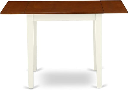 East West Furniture NDDA3-WHI-W Norden 3 Piece Set Contains a Rectangle Dining Room Table with Dropleaf and 2 Wood Seat Chairs, 30x48 Inch - LeafyLoom