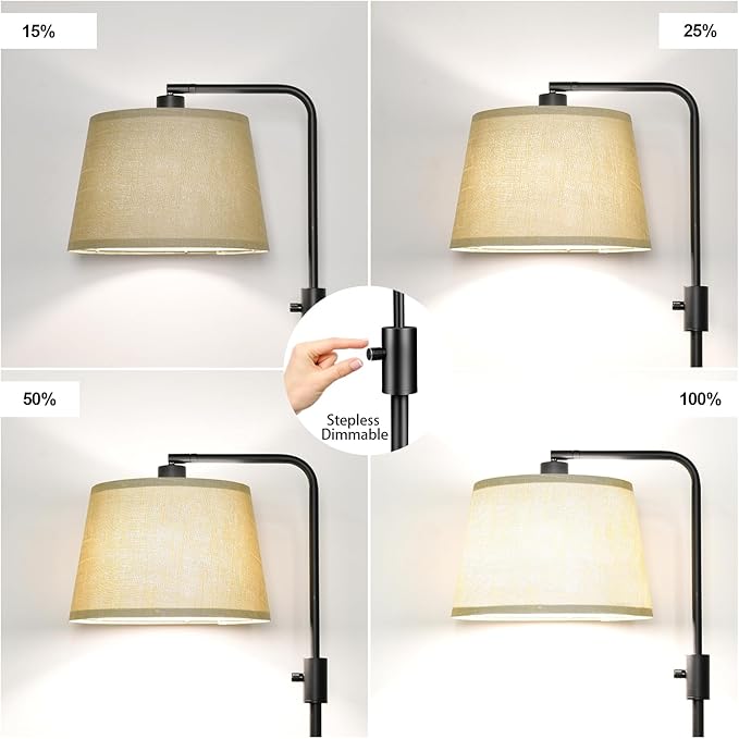 Nintiue Dimmable Floor Lamp, 1000 LM LED Edison Bulb Included, Arc Floor Lamps for Living Room Modern Standing Lamp Tall Lamps for Living Room Bedroom-Champagne - LeafyLoom