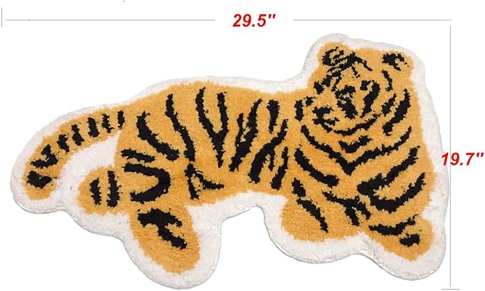 Cute Soft Tiger Shaped Animals Bath Mat Area Rug for Bedroom Bathroom Kitchen Floor Water Absorption Non-slip Small Carpet Door Mat bath Room Playmat (50 * 75CM) - LeafyLoom