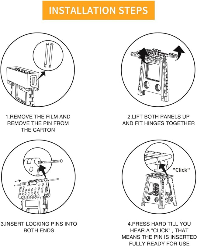 Delxo 16” Folding Step Stool in White,1 Pack Premium Heavy Duty Foldable Foot Stool for Adults,Portable Collapsible Plastic Step Stool,Non Slip Folding Stools for Kitchen Bathroom Bedroom Up to 400LBS - LeafyLoom