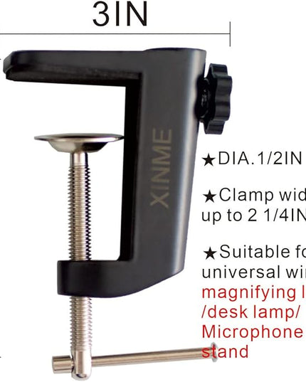 Desk lamp Clamp: 2PACK 1/2 Enlarge Hole Replacement C Clamp for Desk Light,Magnifying Glass with Light,Table Mic Stand,Mic Arm Desk Mount,Swing Arm Phone Holder,for Home Office Work Task (BLACK) - LeafyLoom