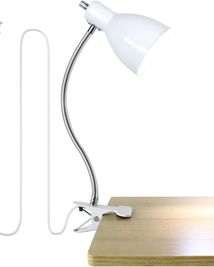 Desk lamp Eye-Caring Table Lamps, 360°Rotation Gooseneck Clip on Lamp Reading Light Portable Reading Book Light, Clamp Light, Study Desk Lamps for Bedroom and Office Home Lighting (White) - LeafyLoom