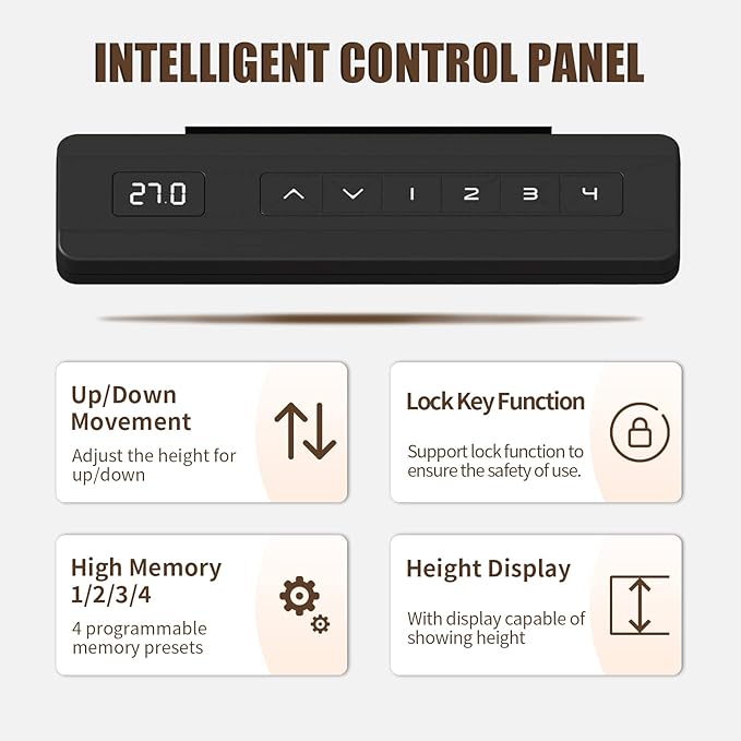 Height Adjustable Electric Standing Desk, 48 x 24 Inches Sit Stand up Desk, Home Office Desk with Whole-Piece Desktop, Maple Desktop/Black Frame - LeafyLoom