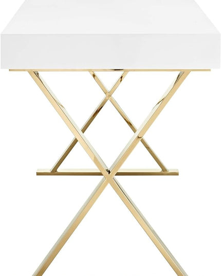 Modway Sector Office Desk, White Gold - LeafyLoom
