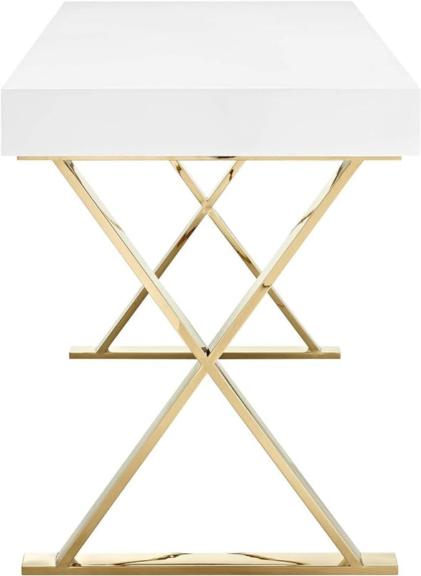 Modway Sector Office Desk, White Gold - LeafyLoom