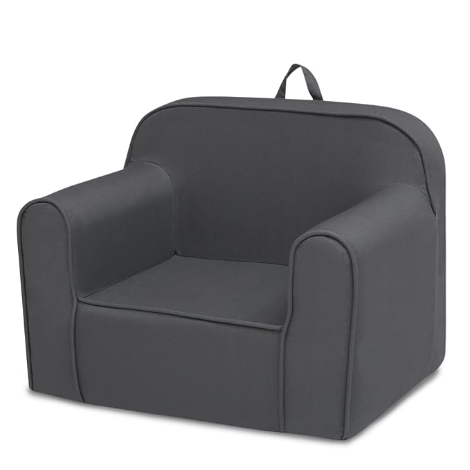 Delta Children Cozee Chair for Kids for Ages 18 Months and Up, Dark Grey - LeafyLoom