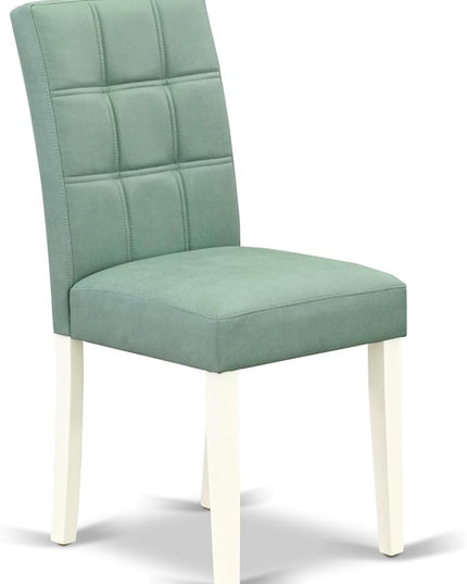 East West Furniture ANAS3-LWH-43 Antique 3 Piece Dining Set consists A Dinner Table and 2 Willow Green Linen White Faux Leather Parson Kitchen Chairs with Stylish Back, Finish, 36x36 Inch - LeafyLoom