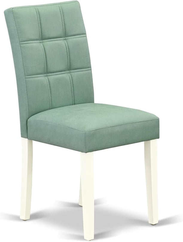 East West Furniture ANAS3-LWH-43 Antique 3 Piece Dining Set consists A Dinner Table and 2 Willow Green Linen White Faux Leather Parson Kitchen Chairs with Stylish Back, Finish, 36x36 Inch - LeafyLoom