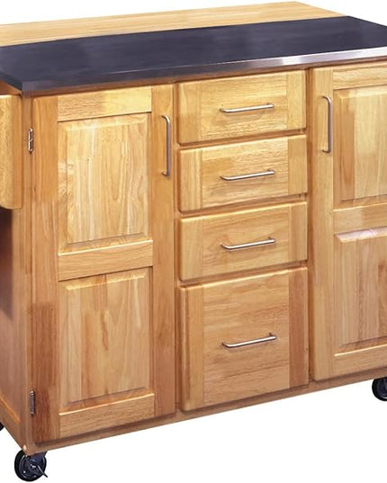 Kitchen Cart with Breakfast bar & Stainless Steel Top by Home Styles - LeafyLoom