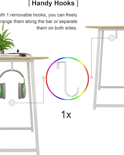 4NM 31.5" Small Desk with Storage Bag, Simple Assembly Folding Computer Desk Home Office Desk Study Writing Table for Small Space Offices - All White - LeafyLoom