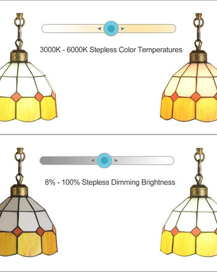 Tiffany Style Stained Glass Retro Floor Lamp with Tray,Dimmable Led Floor Lamps, Custom Color Temperature Standing Lamp with Remote for Living Room and Bedroom,Painted Bronze - LeafyLoom
