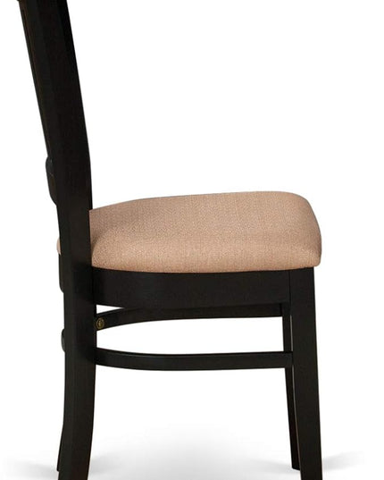 East West Furniture ANVA5-BLK-C 5 Piece Dining Room Furniture Set Includes a Round Dining Table with Pedestal and 4 Linen Fabric Upholstered Chairs, 36x36 Inch, Black - LeafyLoom
