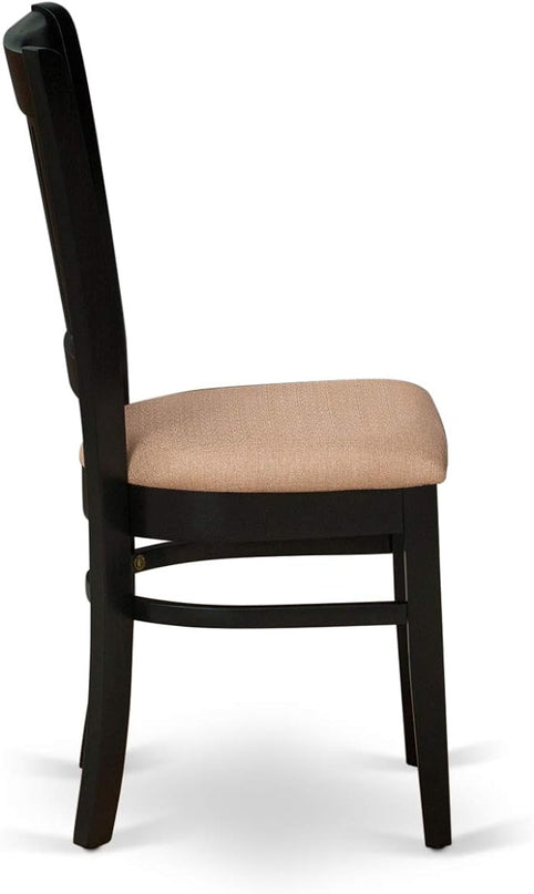 East West Furniture NFVA5-BLK-C 5 Piece Modern Dining Set Includes a Rectangle Wooden Table with Butterfly Leaf and 4 Linen Fabric Upholstered Chairs, 32x54 Inch - LeafyLoom