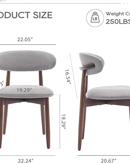 COLAMY Wooden Dining Chairs Set of 4, Modern Fabric Upholstered Kitchen Side Chairs, Farmhouse Dining Room Chair with Foot Pegs, Light Grey - LeafyLoom