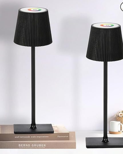 2 Pack Cordless Table Lamp, Touch Dimmable RGB Desk Lamp, 4000 mAh LED Desk Lamp, Battery Operated Lamp for Family, Restaurant & Bar, Outdoor Party, Camping, Garden, Christmas Gift - LeafyLoom
