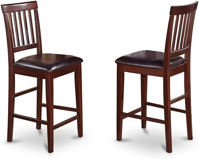East West Furniture BUVN5-MAH-LC Buckland 5 Piece Counter Height Pub Set Includes a Rectangle Table and 4 Faux Leather Dining Room Chairs, 30x48 Inch, Mahogany - LeafyLoom