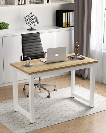 Tribesigns Computer Desk, 47 inch Modern Simple Office Desk Computer Table Study Writing Desk for Home Office, Light Walnut - LeafyLoom