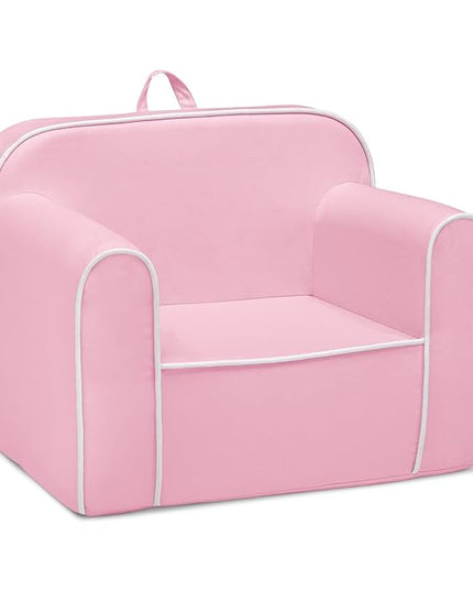 Delta Children Cozee Chair for Kids for Ages 18 Months and Up, Pink/White - LeafyLoom