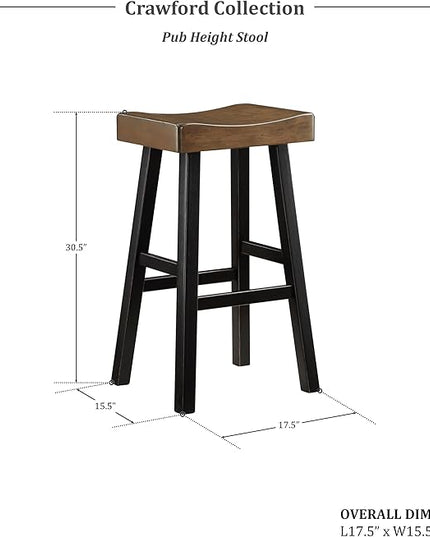 Lexicon Bar Table Set for 3, Small Kitchen table set Kitchen Island Table with 3 Saddle Bar Stools, 4 Piece Dining Table Set for Breakfast Nook, Living Room, Apartment, Pub Height, Black/Brown - LeafyLoom