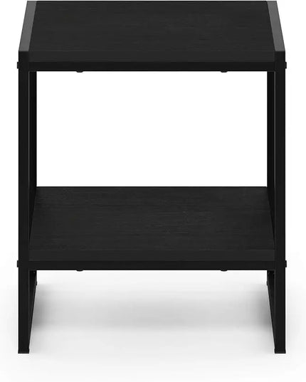 FURINNO Camnus Modern Living 2-Tier End Table, Americano, 15.9 in x 15.75 in x 18 in - LeafyLoom