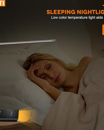 LED Desk Lamp, Black Modern Table Lamp, Ideal Gift for Study, Office. Dimmable Desk Lamp for Work, Video Conferencing, Reading and Writing, Arts and Crafts, Nail Art. - LeafyLoom
