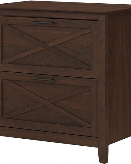 Bush Furniture Key West 2 Drawer Lateral File Cabinet in Bing Cherry - LeafyLoom