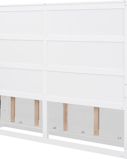 Merax Modern Farmhouse Solid Wood Murphy Bed Chest/Space Saving/Wood Slat Support/Full,White - LeafyLoom