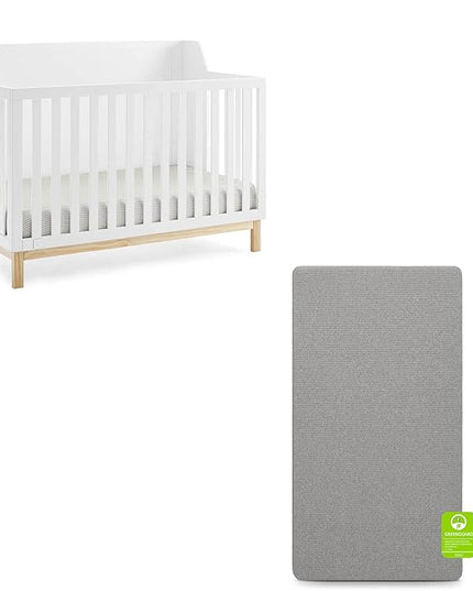babyGap by Delta Children Oxford 6-in-1 Convertible Crib TrueSleep 2-Stage Deluxe Crib and Toddler Mattress (Bundle) - LeafyLoom