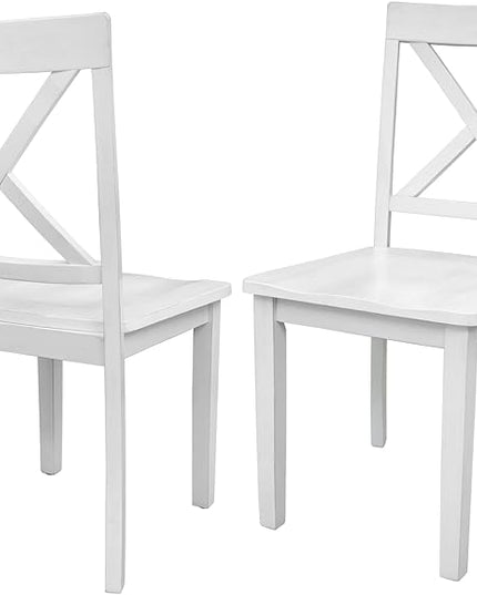 5-Piece Dining Marble-Top Round 4 Comfortable X Back Wood, Elegant Kitchen Table and Chairs Set, Ensemble for Cozy Family Meals, White - LeafyLoom