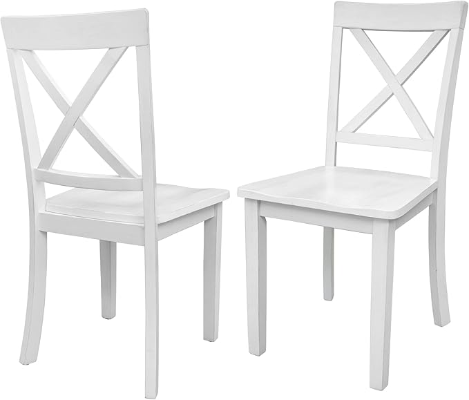 5-Piece Dining Marble-Top Round 4 Comfortable X Back Wood, Elegant Kitchen Table and Chairs Set, Ensemble for Cozy Family Meals, White - LeafyLoom